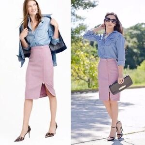 J. Crew Wool Zip Pencil Assymetrical Midi Skirt size 00 Purple